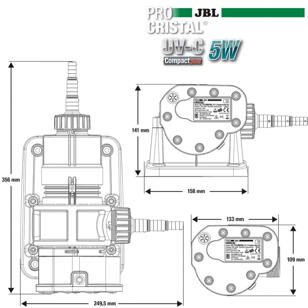 JBL ProCristal UV-C Compact Plus 5W /UV-C Система За Аквариуми (Морски И Сладководни)/-5W