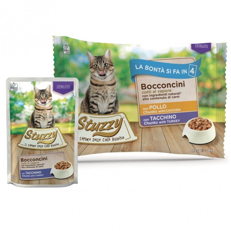 Stuzzy Cat Multipack Chunks For Sterilized Cats With Chicken With Turkey /Храна За кастрирани Котки С Пилешко И Пуешко Месо/-4х85гр Stuzzy Cat Multipack Chunks For Sterilized Cats With Chicken With Turkey /Храна За кастрирани Котки С Пилешко И Пуешко Месо/-4х85гр