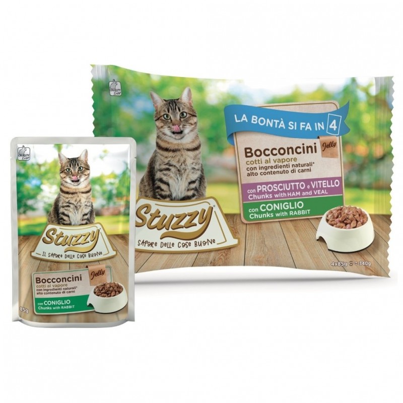 Stuzzy Cat Multipack Chunks In Jelly With Ham And Veal With Rabbit /Храна За Израснали Котки Шунка С Телешко И Заешко Месо/-4х85гр Stuzzy Cat Multipack Chunks In Jelly With Ham And Veal With Rabbit /Храна За Израснали Котки Шунка С Телешко И Заешко Месо/-4х85гр