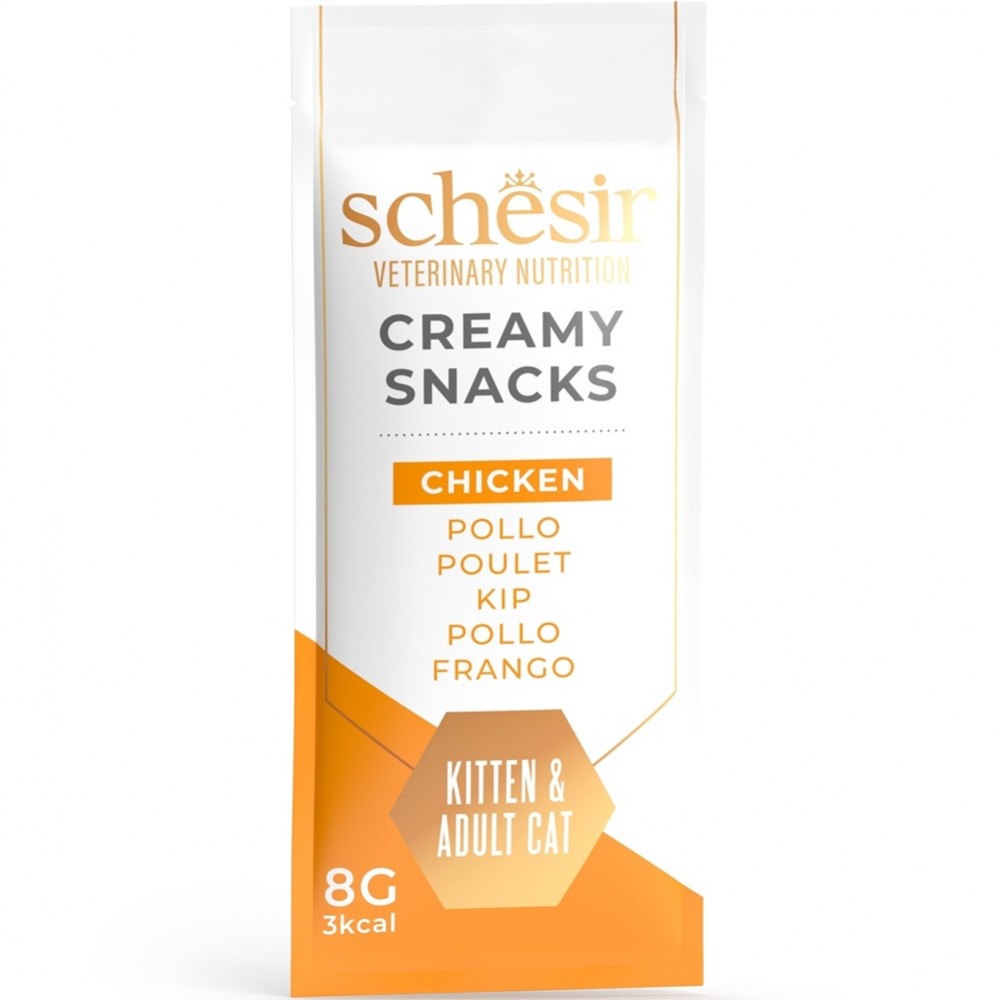 Schesir Veterinary Nutrition Creamy Snacks Chicken Kitten&Adult Cat /Кремообразни Лакомства За Подрастващи И Израснали Котки Стимулиращи Апетита С Пилешко Месо/-20х8гр