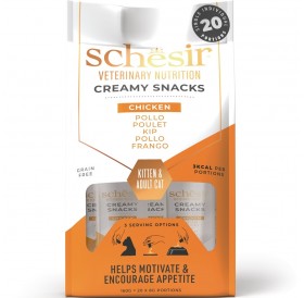 Schesir Veterinary Nutrition Creamy Snacks Chicken Kitten&Adult Cat /Кремообразни Лакомства За Подрастващи И Израснали Котки Стимулиращи Апетита С Пилешко Месо/-20х8гр
