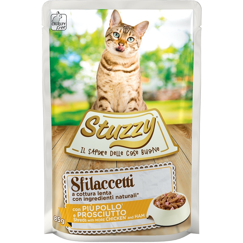 Stuzzy Cat Shreds With Ham And Chicken /Храна За Израснали Котки С Пилешко Месо И Шунка/-6х85гр Stuzzy Cat Shreds With Ham And Chicken /Храна За Израснали Котки С Пилешко Месо И Шунка/-6х85гр