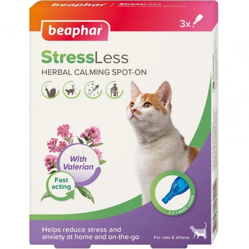 Beaphar StressLess Herbal Calming Spot-On For Cats /Успокояващи Пипети За Катка/-3бр Beaphar StressLess Herbal Calming Spot-On For Cats /Успокояващи Пипети За Катка/-3бр