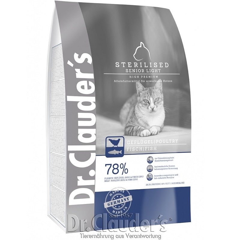 Dr.Clauder's High Premium Sterilised Senior Light /Храна За Възрастни Кастрирани Или Котки С Наднормено Тегло/-10кг Dr.Clauder's High Premium Sterilised Senior Light /Храна За Възрастни Кастрирани Или Котки С Наднормено Тегло/-10кг