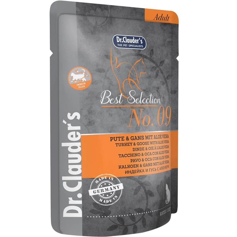 Dr.Clauder's Best Selection №9 Adult Turkey&Goose With Aloe Vera /Пълноценна Храна За Израснали Котки С Пуешко Месо Гъска И Алое Вера/-85гр