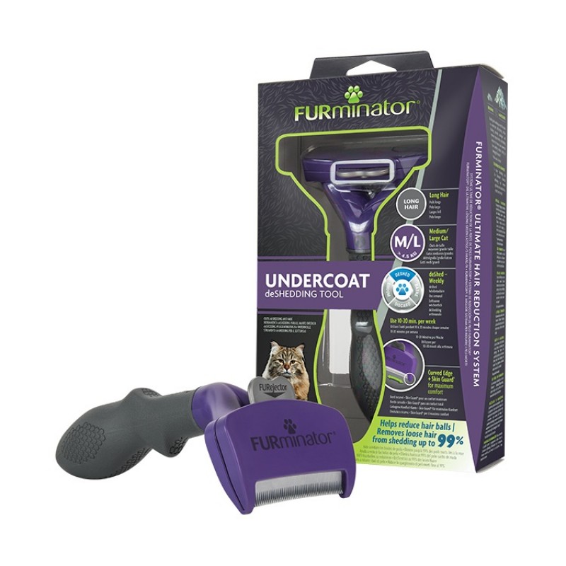 FURminator Undercoat DeShedding Tool For Long Haired Medium&Large Cats /Гребен Тип Тример За Големи Котки С Дълга Козина/