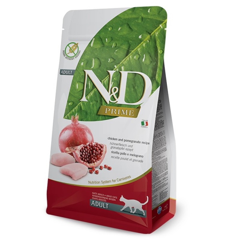 N&D Prime Feline Adult Chicken&Pomegranate /Пълноценна Храна За Израснали Котки С Пилешко Месо И Нар/-5кг