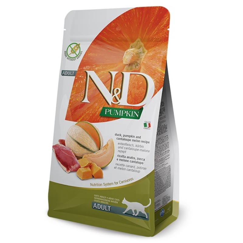N&D Pumpkin Feline Adult Duck&Cantaloupe /Пълноценна Храна За Израснали Котки С Патешко Месо Тиква И Пъпеш/-5кг
