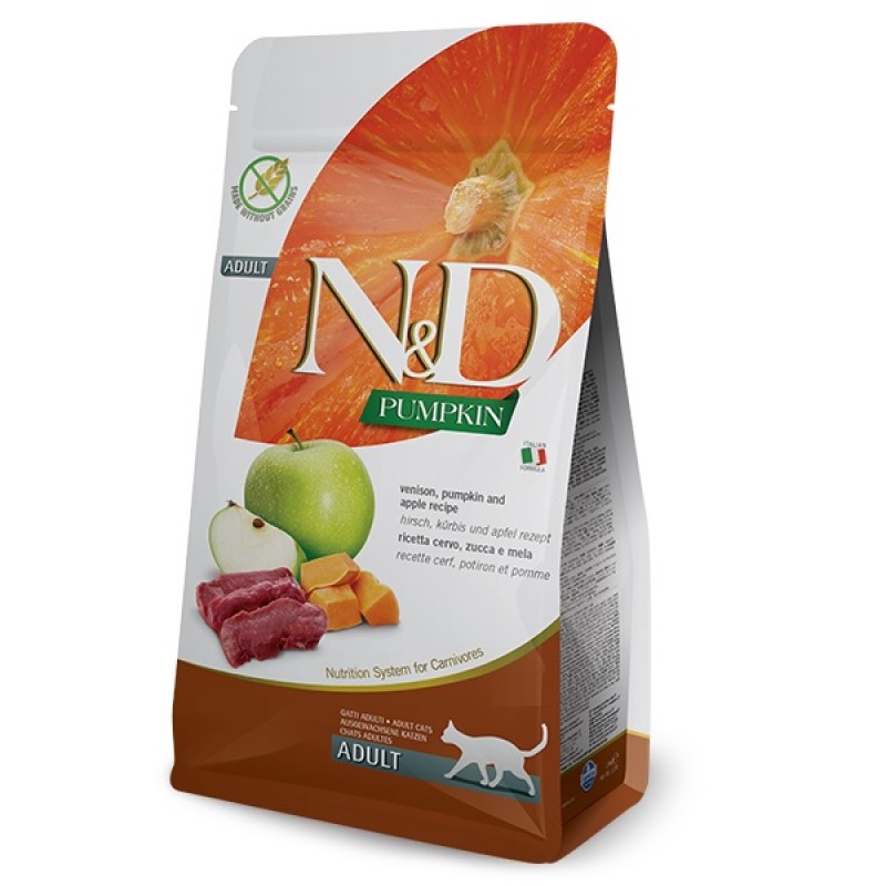 N&D Pumpkin Feline Adult Venison&Apple /Пълноценна Храна За Израснали Котки С Еленско Месо Тиква И Ябълка/-5кг N&D Pumpkin Feline Adult Venison&Apple /Пълноценна Храна За Израснали Котки С Еленско Месо Тиква И Ябълка/-5кг