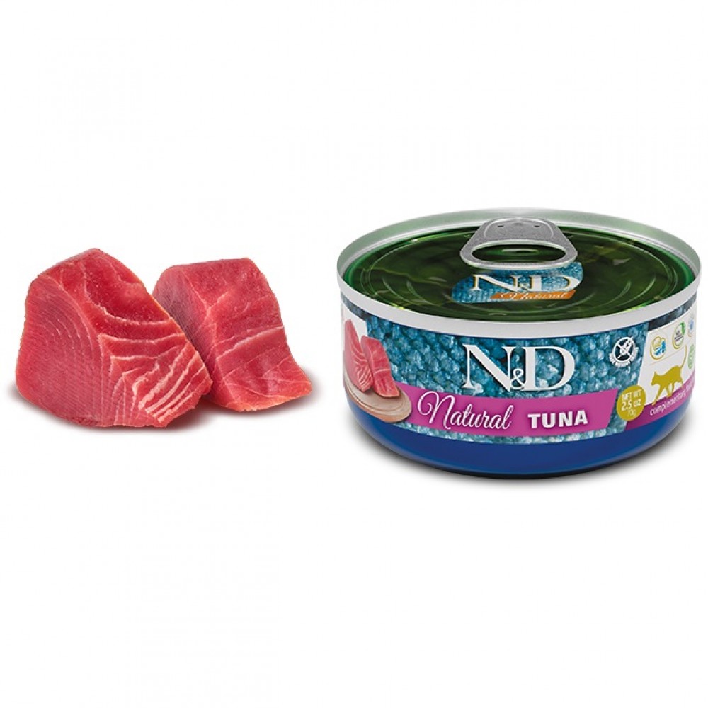 N&D Natural Feline Adult Fish Trio Menu Wet Food /Деликатесна Храна За Израснали Котки С Риба Тон Риба Тон И Сьомга И Риба Тон И Скариди/-6х70гр N&D Natural Feline Adult Fish Trio Menu Wet Food /Деликатесна Храна За Израснали Котки С Риба Тон Риба Тон И Сьомга И Риба Тон И Скариди/-6х70гр