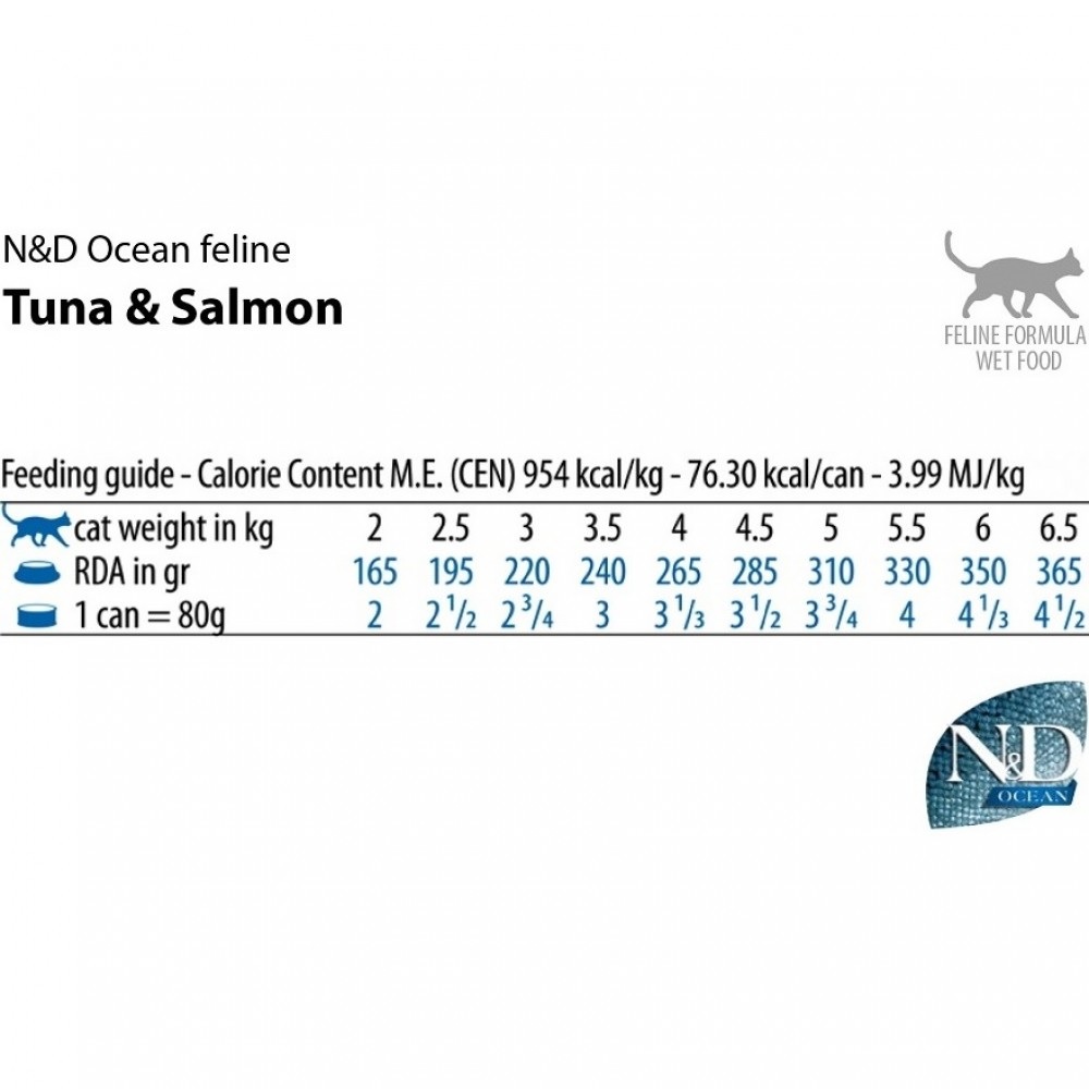 N&D Ocean Feline Adult Tuna&Salmon Wet Food /Пълноценна Храна За Израснали Котки С Риба Тон И Сьомга/-70гр N&D Ocean Feline Adult Tuna&Salmon Wet Food /Пълноценна Храна За Израснали Котки С Риба Тон И Сьомга/-70гр