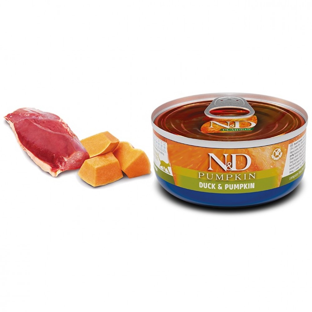 N&D Pumpkin Feline Adult Duck&Pumpkin Wet Food /Пълноценна Храна За Израснали Котки С Патешко Месо И Тиква/-70гр