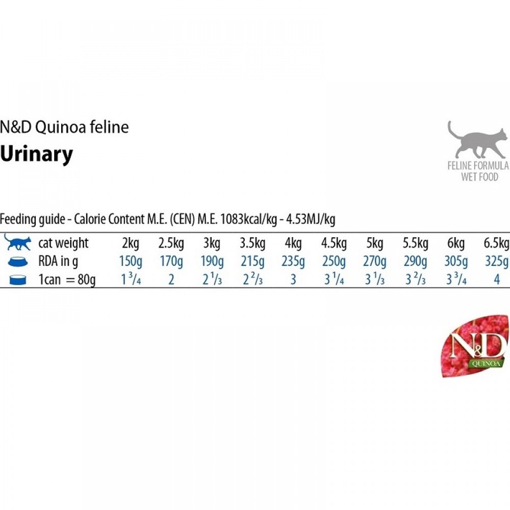 N&D Quinoa Feline Adult Urinary Duck Wet Food /Пълноценна Храна За Израснали Котки С Профилактика На Уринарния Тракт С Патешко Месо Киноа Червена Боровинка И Лайка/-80гр N&D Quinoa Feline Adult Urinary Duck Wet Food /Пълноценна Храна За Израснали Котки С Профилактика На Уринарния Тракт С Патешко Месо Киноа Червена Боровинка И Лайка/-80гр