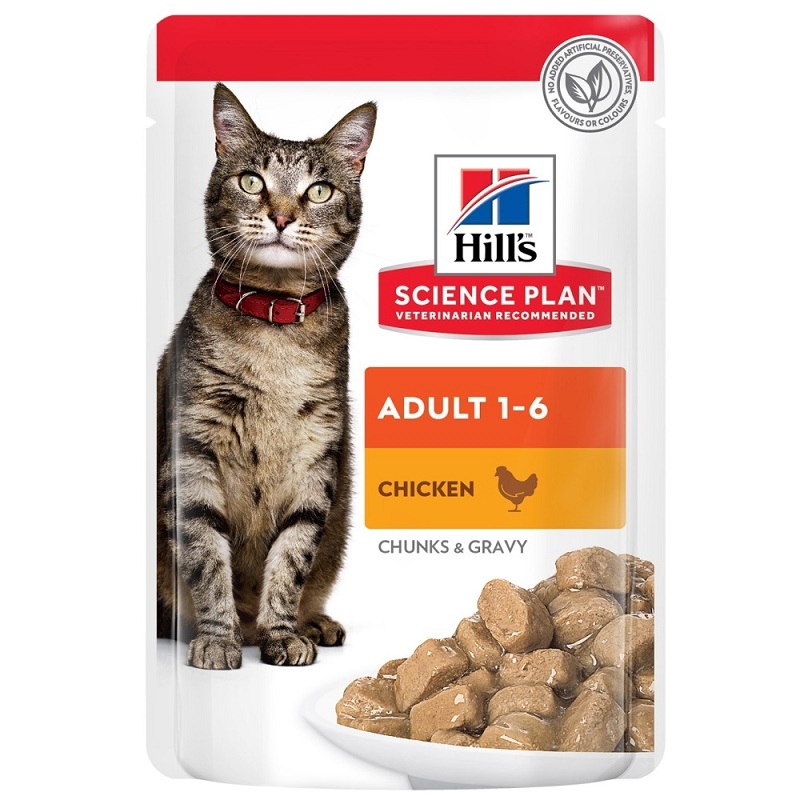 Hill's Science Plan Feline Adult Chunks In Gravy Pouches With Chicken /Пълноценна Храна За Израснали Котки С Пилешко Месо/-12x85гр Hill's Science Plan Feline Adult Chunks In Gravy Pouches With Chicken /Пълноценна Храна За Израснали Котки С Пилешко Месо/-12x85гр