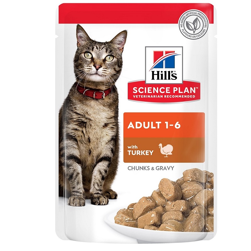 Hill's Science Plan Feline Adult Chunks In Gravy Pouches With Turkey /Пълноценна Храна За Израснали Котки С Пуешко Месо/-12x85гр Hill's Science Plan Feline Adult Chunks In Gravy Pouches With Turkey /Пълноценна Храна За Израснали Котки С Пуешко Месо/-12x85гр
