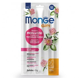 Monge Gift Soft Sticks Adult Cat Skin Support Codfish With Red Clover /Лакомства За Израснали Котки За Красива Козина С Треска И Червена Детелина/-3бр