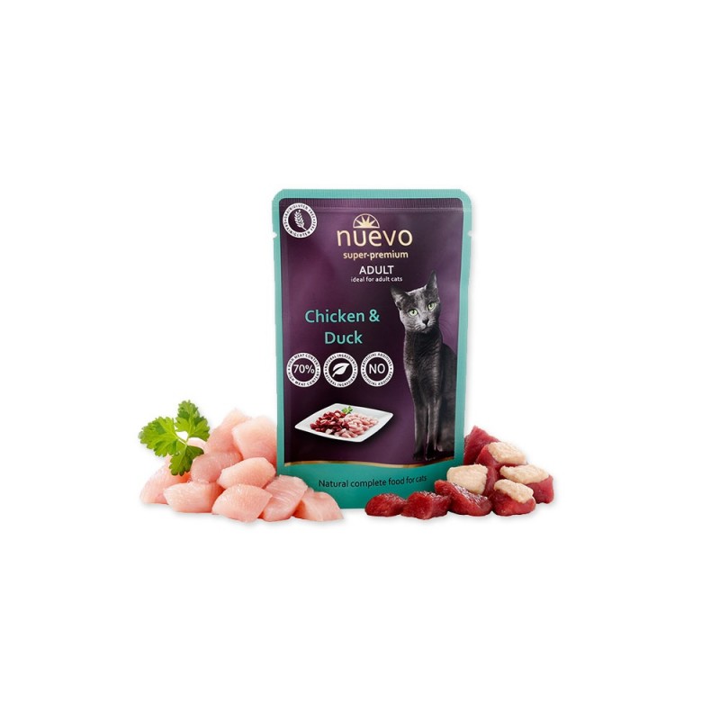 Nuevo Pouch Adult Chicken&Duck /Храна За Израснали Котки С Пилешко И Патешко Месо/-85гр Nuevo Pouch Adult Chicken&Duck /Храна За Израснали Котки С Пилешко И Патешко Месо/-85гр
