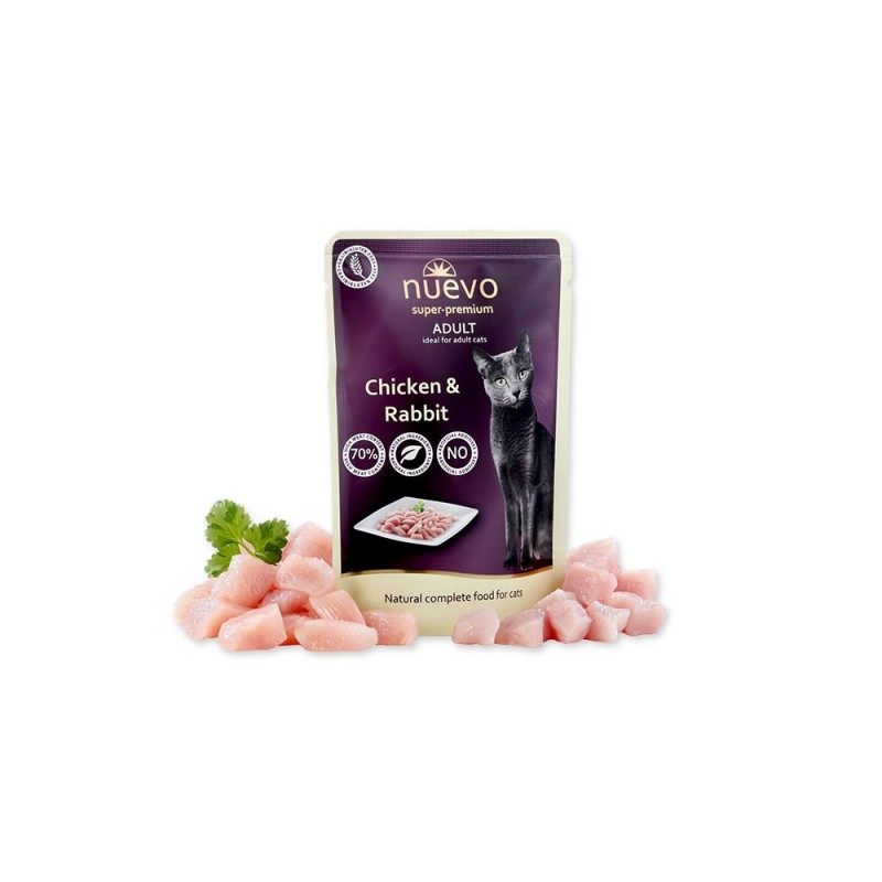 Nuevo Pouch Adult Chicken&Rabbit /Храна За Израснали Котки С Пилешко И Заешко Месо/-85гр Nuevo Pouch Adult Chicken&Rabbit /Храна За Израснали Котки С Пилешко И Заешко Месо/-85гр
