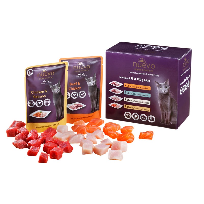 Nuevo Pouch Adult Multipack /Храна За Израснали Котки В Четири Комбинации/-8х85гр Nuevo Pouch Adult Multipack /Храна За Израснали Котки В Четири Комбинации/-8х85гр