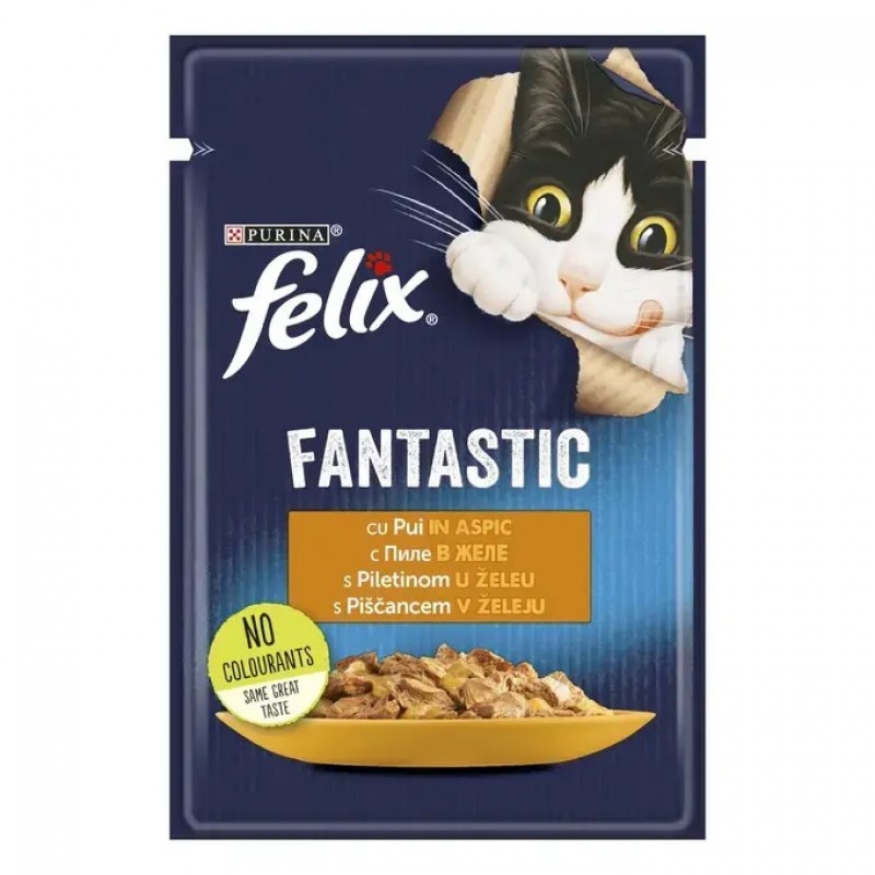 Felix Fantastic Adult With Chicken In Jelly /Храна За Израснали Котки С Пилешко Месо В Желе/-85гр Felix Fantastic Adult With Chicken In Jelly /Храна За Израснали Котки С Пилешко Месо В Желе/-85гр
