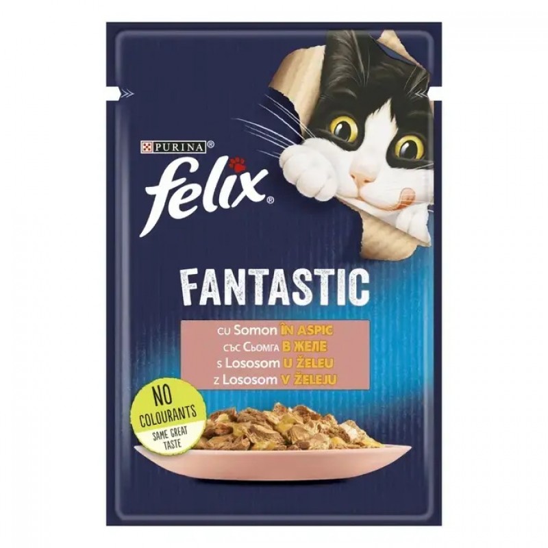 Felix Fantastic Adult With Salmon In Jelly /Храна За Израснали Котки С Месо От Сьомга Желе/-85гр Felix Fantastic Adult With Salmon In Jelly /Храна За Израснали Котки С Месо От Сьомга Желе/-85гр