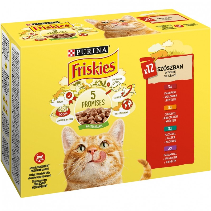 Friskies Multipak Adult With Mixed Selection In Sauce /Храна За Израснали Котки С Пилешко Говеждо Агнешко И Патешко Месо В Сос/-12х85гр Friskies Multipak Adult With Mixed Selection In Sauce /Храна За Израснали Котки С Пилешко Говеждо Агнешко И Патешко Месо В Сос/-12х85гр