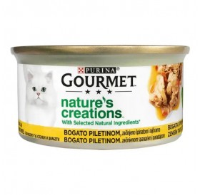 Purina Gourmet nature's creations Rich In Chicken /Деликатесна Храна За Израснали Котки С Пилешко Месо Спанак И Домати/-85гр
