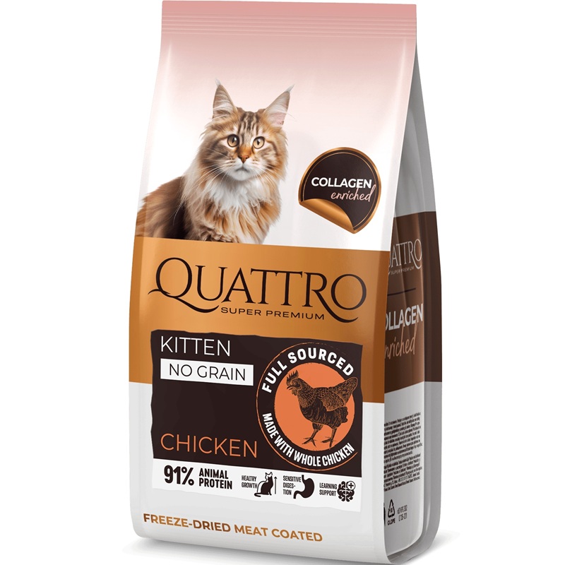 Quattro Cat Collagen Kitten Chicken /Пълноценна Храна За Подрастващи Котенца С Пилешко Месо/-7кг Quattro Cat Collagen Kitten Chicken /Пълноценна Храна За Подрастващи Котенца С Пилешко Месо/-7кг