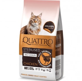 Quattro Cat Collagen Adult Sterilised Chicken /Пълноценна Храна За Израснали Кастрирани Котки С Пилешко Месо/-7кг