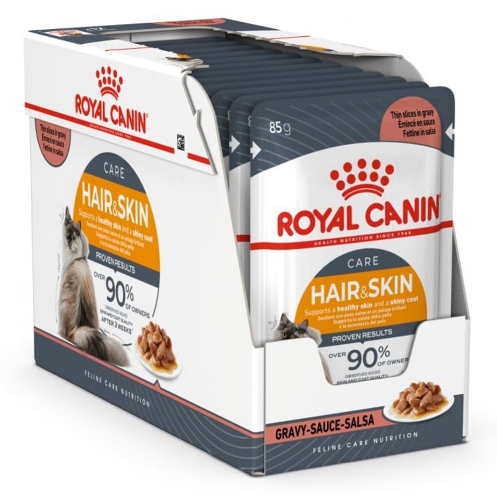 Royal Canin Hair&Skin Care Chunks In Gravy Pouches /Храна За Израснали Котки За Красива И Здрава Кожа И Козина/-12x85гр Royal Canin Hair&Skin Care Chunks In Gravy Pouches /Храна За Израснали Котки За Красива И Здрава Кожа И Козина/-12x85гр