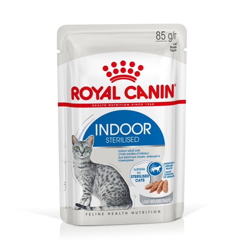 Royal Canin Indoor Sterilised Loaf In Sauce Pouches /Храна За Израснали Кастрирани Котки Живеещи В Затворени Помещения/-12x85гр Royal Canin Indoor Sterilised Loaf In Sauce Pouches /Храна За Израснали Кастрирани Котки Живеещи В Затворени Помещения/-12x85гр