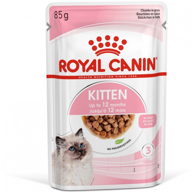 Royal Canin Kitten Chunks In Gravy Pouches /Храна За Подрастващи Котенца/-12x85гр Royal Canin Kitten Chunks In Gravy Pouches /Храна За Подрастващи Котенца/-12x85гр