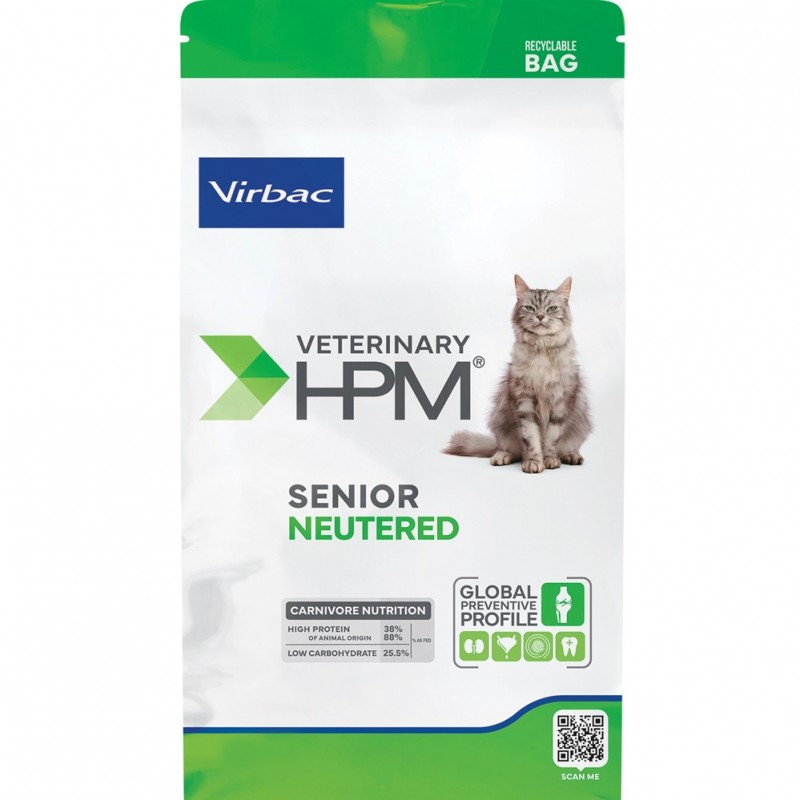 Virbac Veterinary HPM Senior Neutered Dry Cat Food For Senior Neutered Cats /Пълноценна Храна За Възрастни Кастрирани Котки/-1,5кг