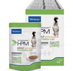 Virbac Veterinary HPM Adult Neutered Wet Food With Salmon For Neutered Cats /Пълноценна Храна За Израснали Кастрирани Котки Със Сьомга/-12х85гр