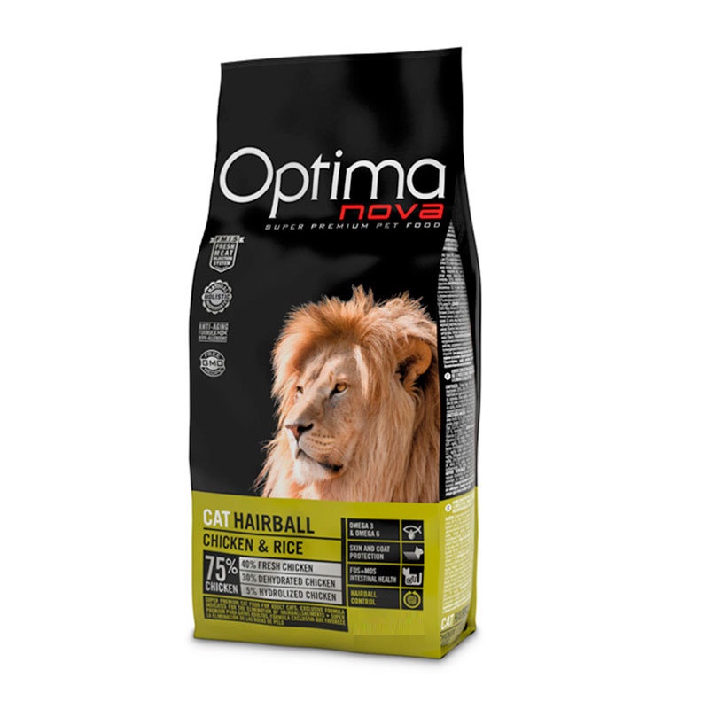 Optima Nova CAT Hairball Chicken&Rice /Храна За Израснали Котки За Естествено Отделяне На Космените Топки С Пилешко Месо И Ориз/-8кг Optima Nova CAT Hairball Chicken&Rice /Храна За Израснали Котки За Естествено Отделяне На Космените Топки С Пилешко Месо И Ориз/-8кг