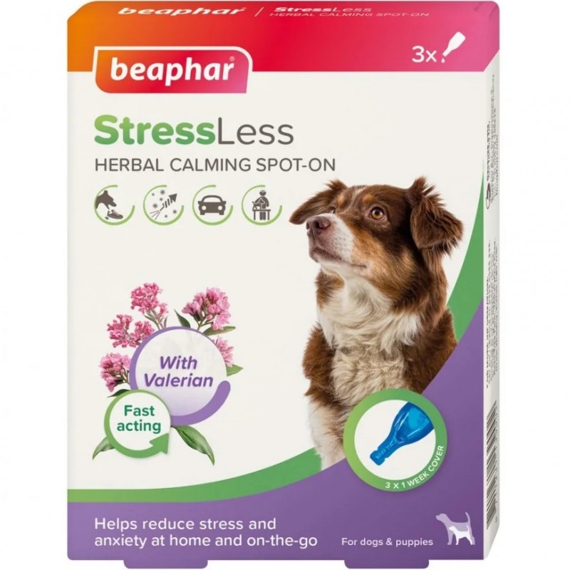 Beaphar StressLess Herbal Calming Spot-On For Dogs /Успокояващи Пипети За Куче/-3бр Beaphar StressLess Herbal Calming Spot-On For Dogs /Успокояващи Пипети За Куче/-3бр
