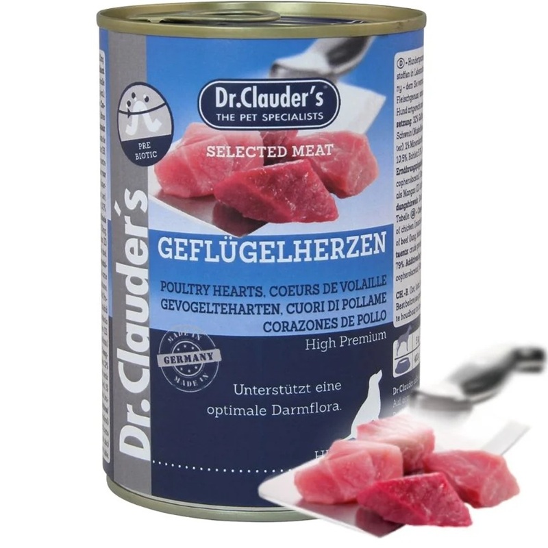 Dr.Clauder's Selected Meat Poultry Hearts /Пълноценна Храна За Израснали Кучета С Птичи Сърца/-400гр Dr.Clauder's Selected Meat Poultry Hearts /Пълноценна Храна За Израснали Кучета С Птичи Сърца/-400гр