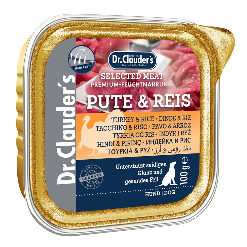 Dr.Clauder's Selected Meat Turkey&Rice /Пълноценна Храна За Израснали Кучета С Пуешко Месо И Ориз/-100гр Dr.Clauder's Selected Meat Turkey&Rice /Пълноценна Храна За Израснали Кучета С Пуешко Месо И Ориз/-100гр