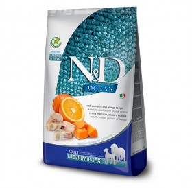 N&D Ocean Canine Adult Medium&Maxi Codfish Pumpkin&Orange /Пълноценна Храна За Израснали Кучета Средни И Едри Породи С Треска Тиква И Портокал/-2,5кг