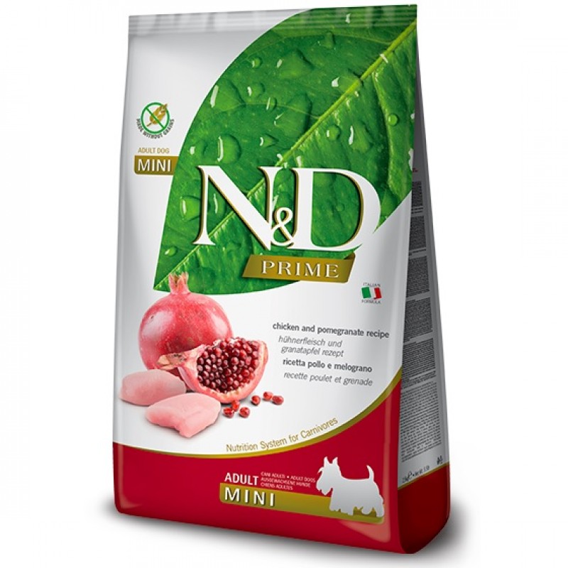 N&D Prime Canine Adult Mini Chicken&Pomegranate /Пълноценна Храна За Израснали Кучета Дребни Породи С Пилешко Месо И Нар/-2,5кг