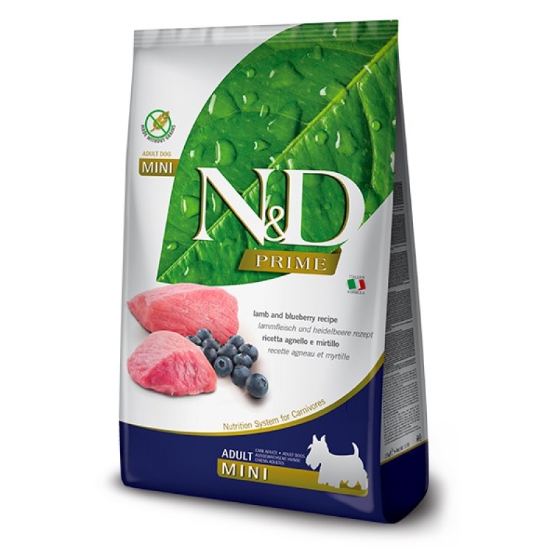 N&D Prime Canine Adult Mini Lamb&Blueberry /Пълноценна Храна За Израснали Кучета Дребни Породи С Агнешко Месо И Боровинки/-800гр