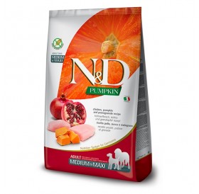N&D Pumpkin Canine Adult Medium&Maxi Chicken Pumpkin&Pomegranate /Пълноценна Храна За Израснали Кучета Средни И Едри Породи С Пилешко Месо Тиква И Нар/-12кг