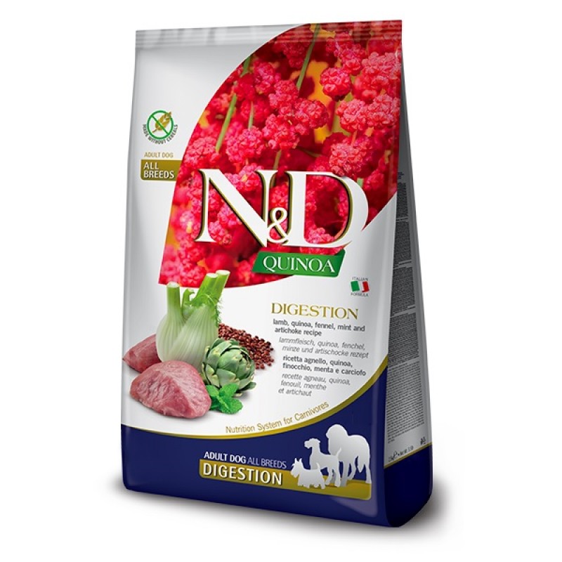 N&D Quinoa Canine Adult All Breeds Digestion Lamb /Пълноценна Храна За Израснали Кучета С Чувствителен Стомах С Агнешко Месо И Киноа/-7кг