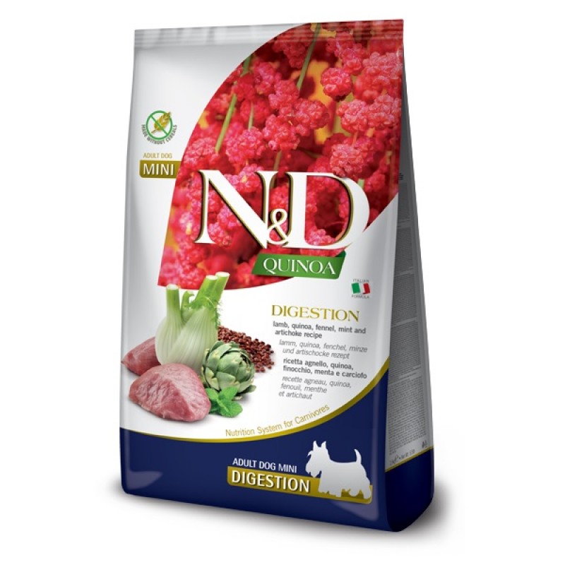 N&D Quinoa Canine Adult Mini Digestion Lamb /Пълноценна Храна За Израснали Кучета Дребни Породи С Чувствителен Стомах С Агнешко Месо И Киноа/-7кг N&D Quinoa Canine Adult Mini Digestion Lamb /Пълноценна Храна За Израснали Кучета Дребни Породи С Чувствителен Стомах С Агнешко Месо И Киноа/-7кг