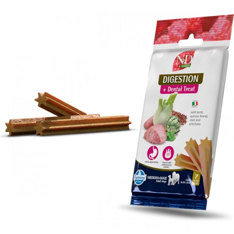 N&D Quinoa Dental Treat Digestion Adult Medium&Maxi /Дентални Лакомства За Кучета Средни И Едри Породи С Чувствителен Стомах С Агнешко Месо И Киноа/-7бр N&D Quinoa Dental Treat Digestion Adult Medium&Maxi /Дентални Лакомства За Кучета Средни И Едри Породи С Чувствителен Стомах С Агнешко Месо И Киноа/-7бр