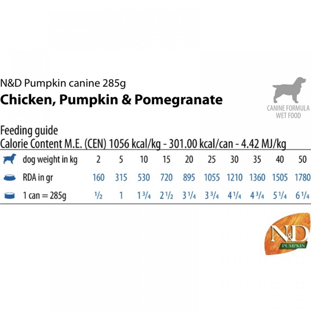 N&D Pumpkin Canine Adult Chicken Pumpkin&Pomegranate Wet Food /Пълноценна Храна За Израснали Кучета С Пилешко Месо Тиква И Нар/-285гр N&D Pumpkin Canine Adult Chicken Pumpkin&Pomegranate Wet Food /Пълноценна Храна За Израснали Кучета С Пилешко Месо Тиква И Нар/-285гр