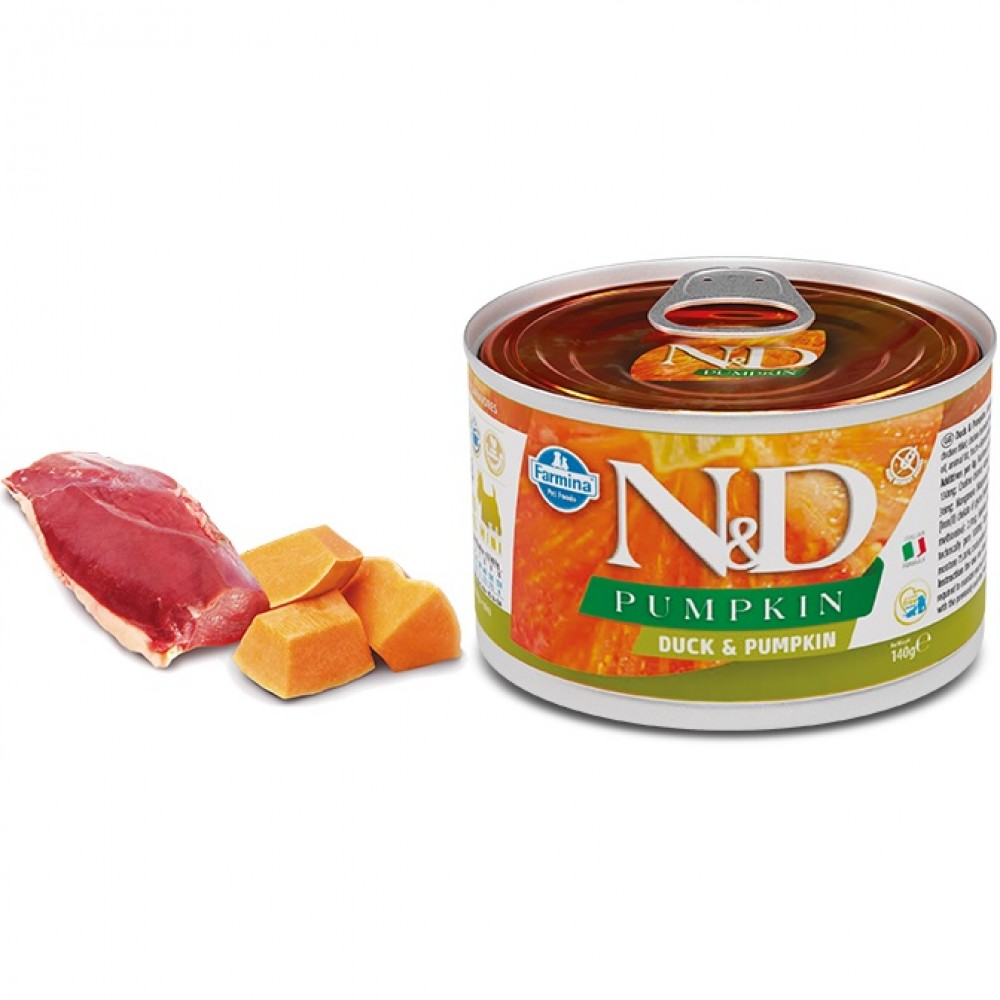 N&D Pumpkin Canine Adult Mini Duck&Pumpkin Wet Food /Пълноценна Храна За Израснали Кучета Дребни Породи С Патешко Месо И Тиква/-140гр N&D Pumpkin Canine Adult Mini Duck&Pumpkin Wet Food /Пълноценна Храна За Израснали Кучета Дребни Породи С Патешко Месо И Тиква/-140гр