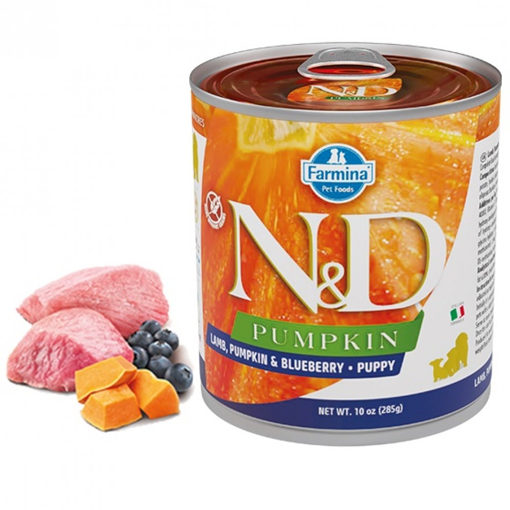 N&D Pumpkin Canine Puppy Lamb Pumpkin&Blueberry Wet Food /Пълноценна Храна За Подрастващи Кученца С Агнешко Месо Тиква И Боровинки/-285гр