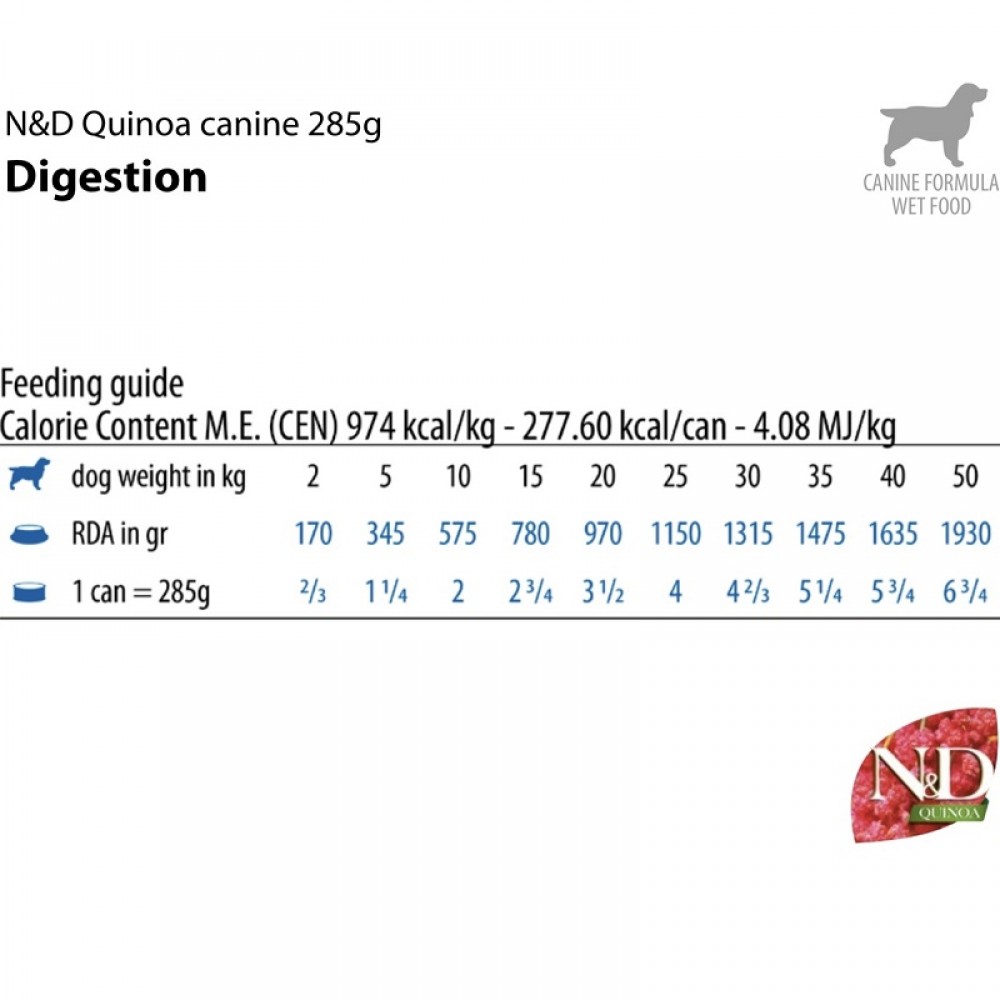 N&D Quinoa Canine Adult Digestion Lamb Wet Food /Пълноценна Храна За Израснали Кучета С Чувствителен Стомах С Агнешко Месо И Киноа/-285гр N&D Quinoa Canine Adult Digestion Lamb Wet Food /Пълноценна Храна За Израснали Кучета С Чувствителен Стомах С Агнешко Месо И Киноа/-285гр
