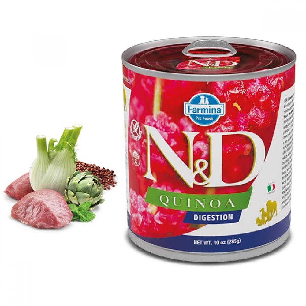 N&D Quinoa Canine Adult Digestion Lamb Wet Food /Пълноценна Храна За Израснали Кучета С Чувствителен Стомах С Агнешко Месо И Киноа/-285гр N&D Quinoa Canine Adult Digestion Lamb Wet Food /Пълноценна Храна За Израснали Кучета С Чувствителен Стомах С Агнешко Месо И Киноа/-285гр